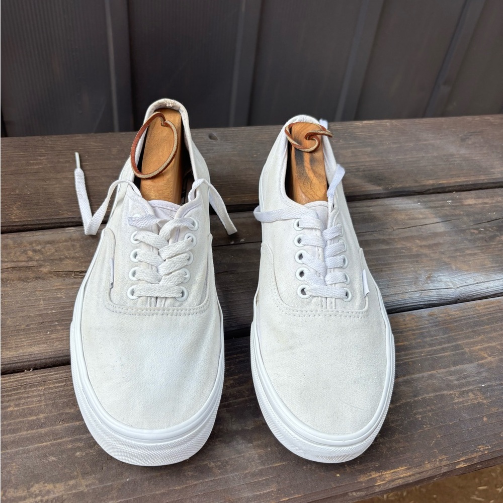 Vans White Canvas Low-Top Sneakers